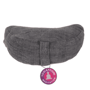 Yogi & Yogini Meditatiekussen Grijs Halve Maan Hennep - Effen - 33 x 13 cm