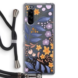 Flowers with blue leaves: Sony Xperia 5 Transparant Hoesje met koord