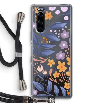 Flowers with blue leaves: Sony Xperia 5 Transparant Hoesje met koord