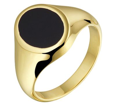 TFT Zegelring Massief Onyx Geelgoud