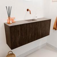 Toiletmeubel Mondiaz Joya Dlux | 100 cm | Meubelkleur Walnut | Faye wastafel Saba Wasbak Midden | Zonder kraangat(en)