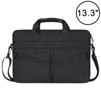 13 3 inch ademend slijtvaste Fashion Business schouder Handheld rits laptoptas met schouderband (zwart)
