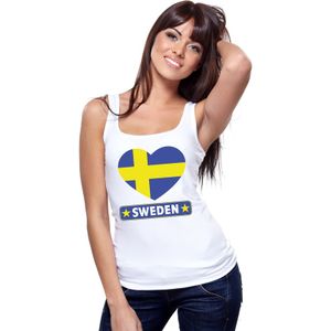 Zweden hart vlag singlet shirt/ tanktop wit dames