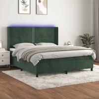 Boxspring met matras en LED fluweel donkergroen 180x200 cm