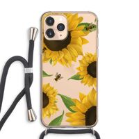 Sunflower and bees: iPhone 11 Pro Max Transparant Hoesje met koord