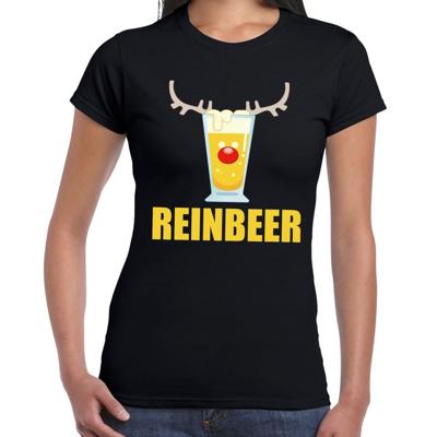 Foute Kersttrui t-shirt - Reinbeer - zwart - voor dames - drank thema - korte mouwen Foute Kersttrui t-shirt - Reinbeer - zwart - voor dames - drank thema - korte mouwen