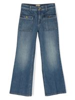 Gucci Kids Interlocking G-patch wide-leg jeans - Bleu - thumbnail