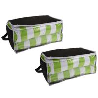 Opbergtas/beschermhoes beddengoed/kleding - 2x stuks - zwart - 45 x 30 x 20 cm