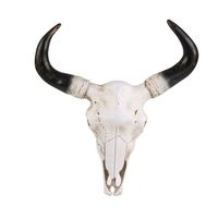 Stieren/koeien schedel met hoorns wanddecoratie - wit/zwart - kunststof - 37 x 40 x 9 cm