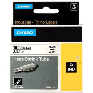 Dymo IND krimpkous zwart op wit, 19 mm x 1,5 meter label krimpkous