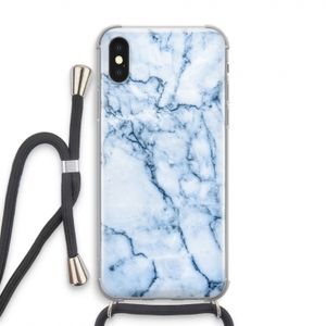 Blauw marmer: iPhone XS Transparant Hoesje met koord