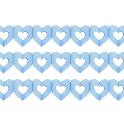 Hartjes slinger - Set van 3x stuks - blauw - 300 cm - papier - brandvertragend - geboorte jongen ver
