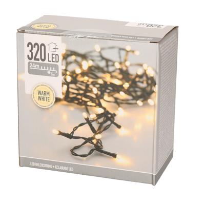 Kerstverlichting lichtsnoer - 1x - 320 led lampjes - warm wit - 24 meter - binnen/buiten