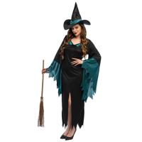 Heksenjurk - zwart / blauw - dames - Halloween verkleedkleding heks