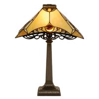 HAES DECO - Tiffany Tafellamp Bruin, Beige 36x36x50 cm Fitting E14 / Lamp max 1x40W