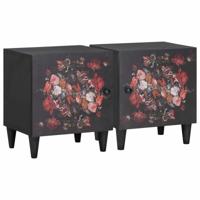 Nachtkastje met Deur 2 pcs Zwart 40 x 33 x 46 cm