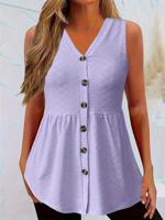 V Neck Casual Plain Tank Top - thumbnail