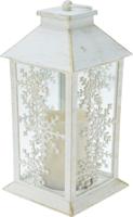 Lantaarn sneeuwvlokken met verlichting 28 cm wit
