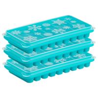Plasticforte Tray met Flessenhals ijsblokjes/ijsklontjes - 3x stuks - staafjes - 10 vakjes - blauw