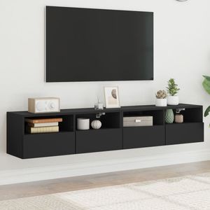 Tv-wandmeubels 2 st 80x30x30 cm bewerkt hout zwart