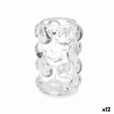 Kaarshouder Microbolletjes Transparant Kristal 8,4 x 12,5 x 8,4 cm (12 Stuks)