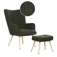 Beliani - VEJLE II - Fauteuil met hocker - Donkergroen - Bouclé