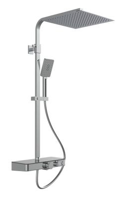 Schutte OCEAN douchesysteem met thermostatische mengkraan en glazen planchet | chroom-antraciet
 60531