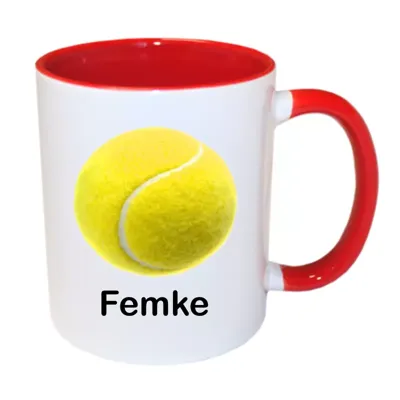 Tennis mok met naam (rood)
