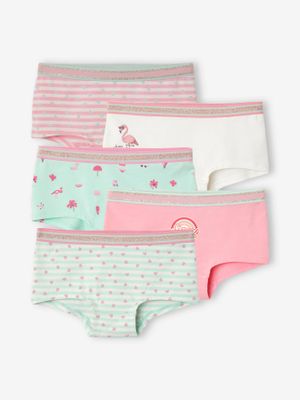 Set van 5 shorties voor meisjes Oeko-Tex® blauwe en roze set