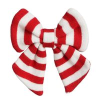 House of Seasons kerstdecoratie strik - rood/wit - 14 cm - polyester - Kersthangers - thumbnail