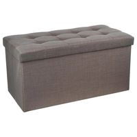 Atmosphera Poef/hocker/voetenbankje - opbergbox - donkergrijs - PU/MDF - 76 x 38 x 38 cm