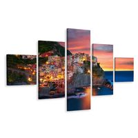 Schilderij - Manarola in Italië, 5 luik, Premium Print