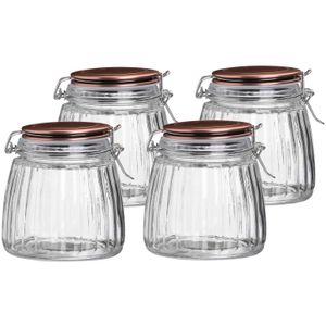 Weckpot/inmaakpot - 4x - 1L - glas - met beugelsluiting - koperen deksel