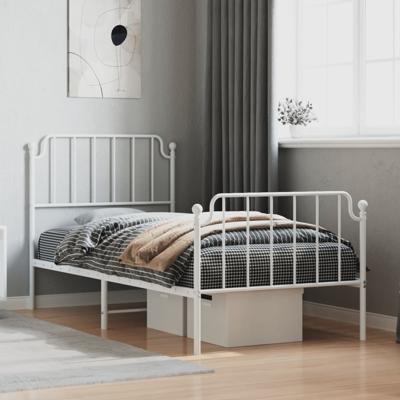 Bedframe met hoofd- en voeteneinde metaal wit 90x190 cm