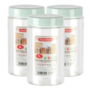 Voorraadpot/bewaarpot - 6x - 1L - kunststof - mint groen - B10 x H17 cm