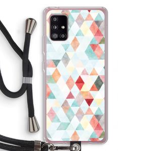 Gekleurde driehoekjes pastel: Samsung Galaxy A51 5G Transparant Hoesje met koord