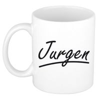 Naam cadeau mok / beker Jurgen met sierlijke letters 300 ml - thumbnail