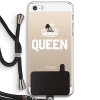 Queen zwart: iPhone 5 / 5S / SE Transparant Hoesje met koord
