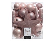 Kerstboomversiering Mix 33 st. - Poederroze - Decoris