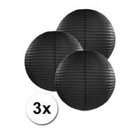 Zwarte bol versiering lampionnen 25 cm 3 stuks - thumbnail