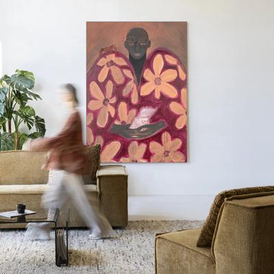 Urban Cotton Wandkleed 'Borrowed Home' 145 x 190cm in Frame - black
