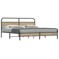 Bedframe zonder matras metaal gerookt eikenkleurig 193x203 cm