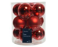 Kerstbal glas d8 cm kerstrood 12st kerst - Decoris