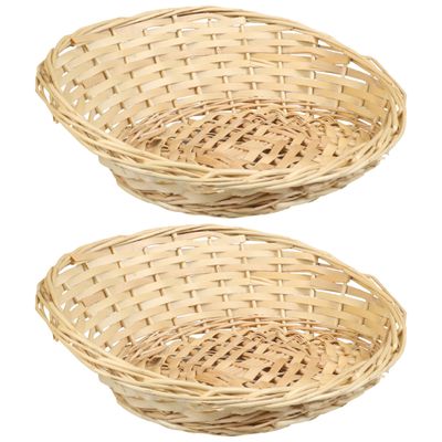 Broodmand ovaal - 2x - hoge rug - 24 x 29 x 12 cm - mandje rotan/riet