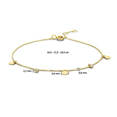 14k Geelgouden Armband met Rondjes en Zirkonia - 16,5-18,5 cm