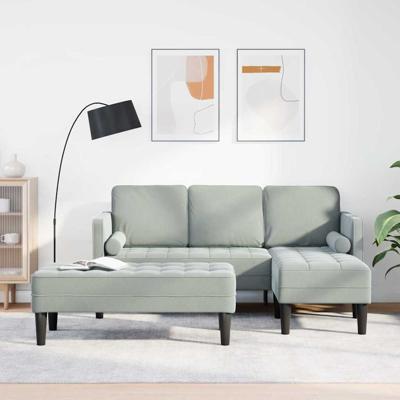 Bankstel 2 pcs Lichtgrijs 173 x 131 x 67 cm Fluweel