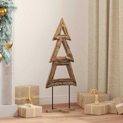 Kerstboom met standaard Bruin 90 cm Massief teakhout
