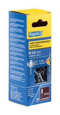 Rapid High performance blindklinknagels Ø4,0 x 14 mm, 50 stuks + boor - 5000385 - 5000385