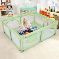 Grote Babybox met 50 Oceaanballen en 4 Handringen Kruipruimte met Ademend Net Box voor Peuters 189 x 158 x 68 cm (Groen)