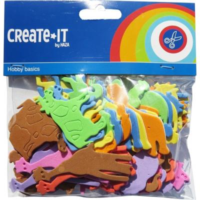 Foam dieren hobby / knutsel materiaal - voor kinderen - 64x stuks - figuren / vormen - plak diertjes Foam dieren hobby / knutsel materiaal - voor kinderen - 64x stuks - figuren / vormen - plak diertjes